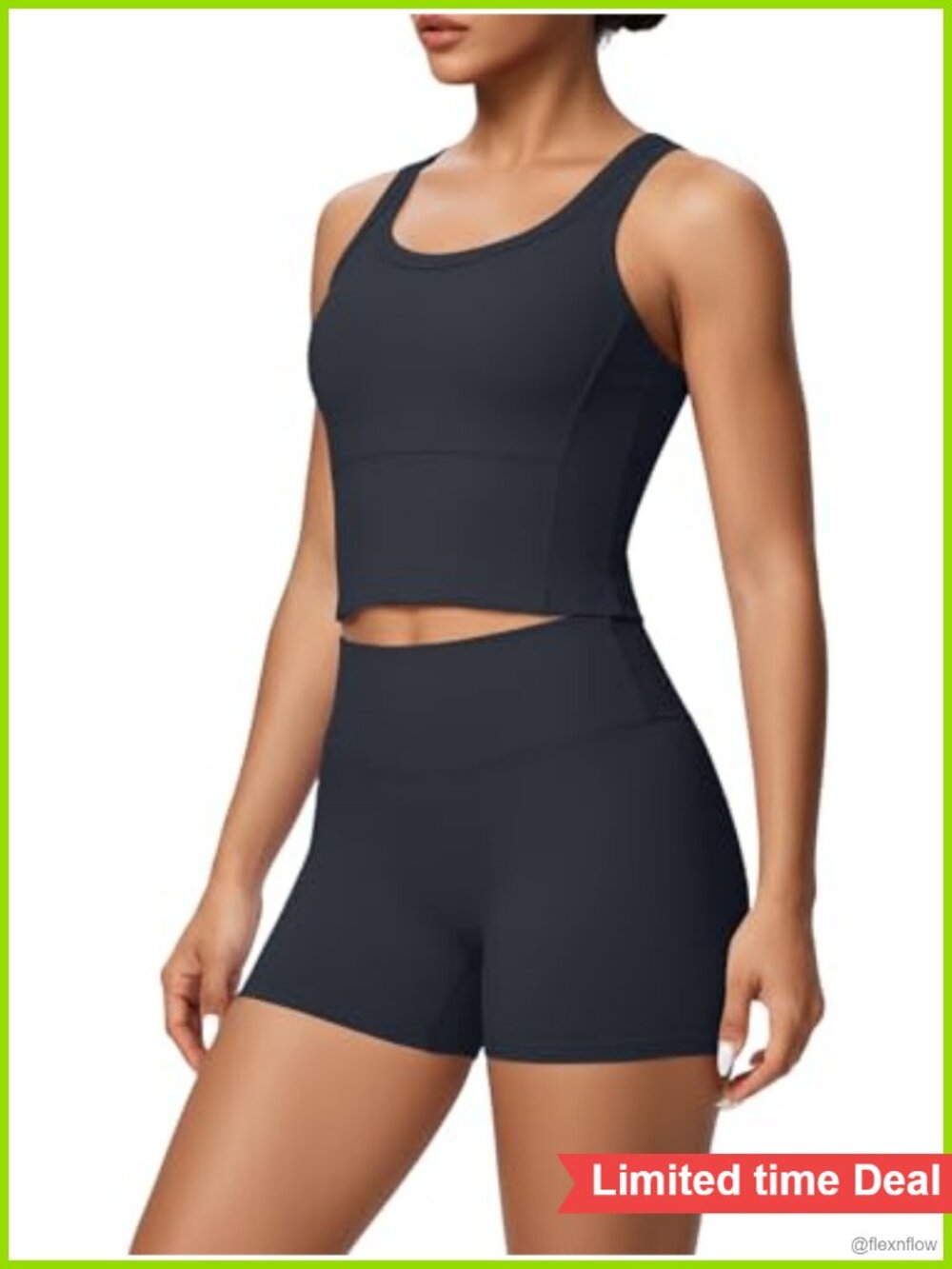 Women's 2 Piece Tank Top & High Waisted Biker Shorts Set Workout Yoga Activewear